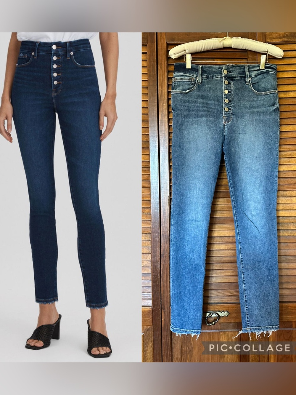Good American Good Legs Exposed Button Skinny jeans indigo blue size 10 or 30